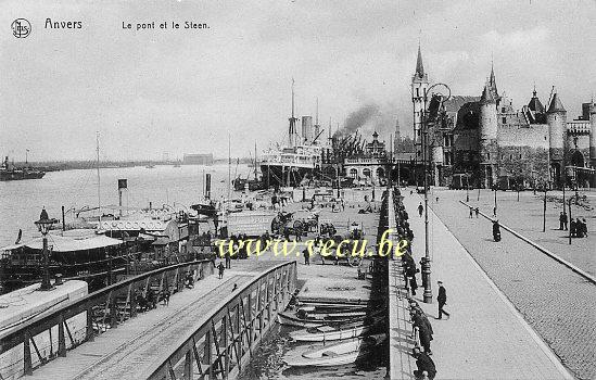 ancienne carte postale de Anvers Le Pont et le Steen
