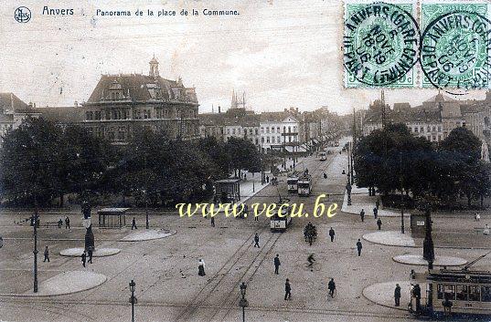 postkaart van Antwerpen Panorama de la place de la Commune