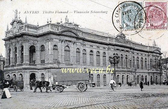 ancienne carte postale de Anvers Théatre Flamand