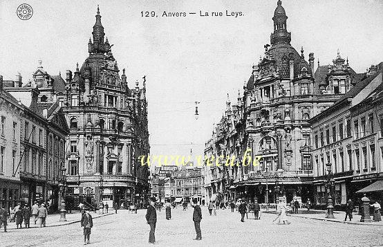 ancienne carte postale de Anvers La rue Leys