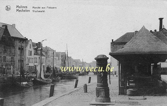 ancienne carte postale de Malines Marché aux Poissons