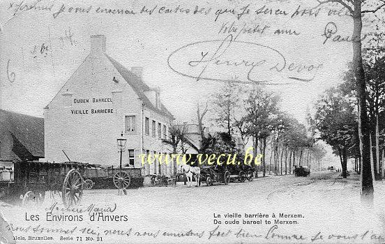 ancienne carte postale de Merxem La Vieille Barrière
