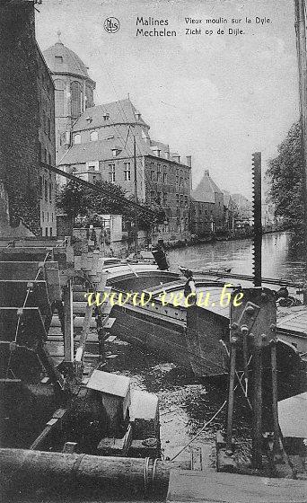 postkaart van Mechelen  Zicht op de Dijle