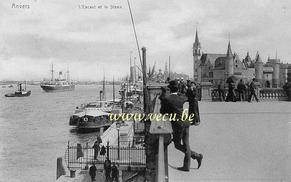 postkaart van Antwerpen De Schelde en het Steen