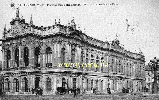 ancienne carte postale de Anvers Théatre Flamand (style Renaissance 1869-1872) Architecte Dens