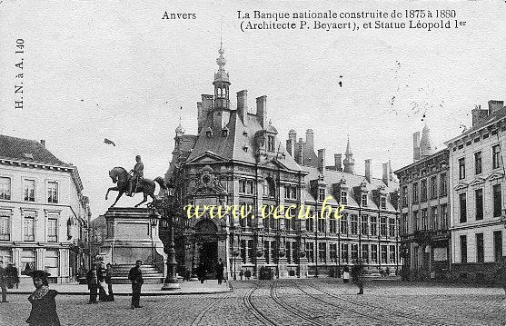ancienne carte postale de Anvers La Banque Nationale construite de 1875 à 1880 - Architecte P.Beyaert