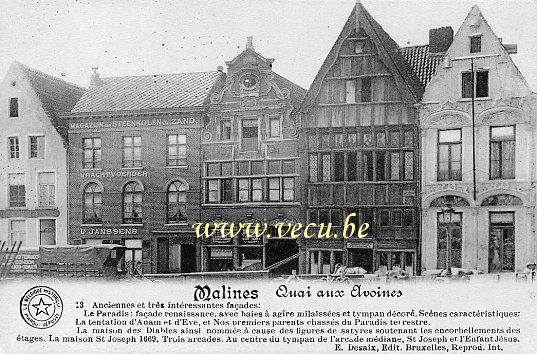 ancienne carte postale de Malines Quai aux Avoines