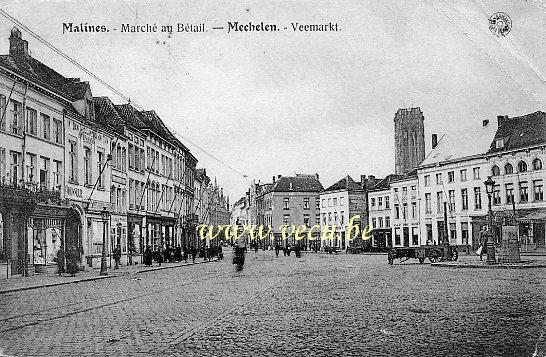 ancienne carte postale de Malines Marché au Bétail