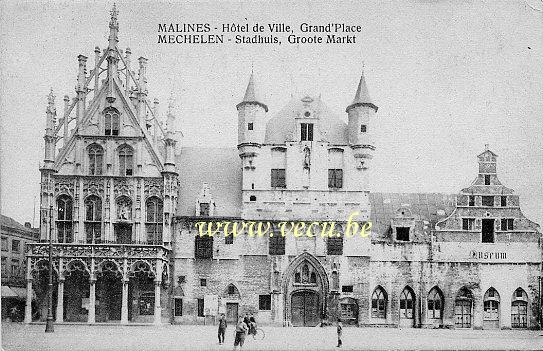 ancienne carte postale de Malines Hôtel de ville Grand'Place