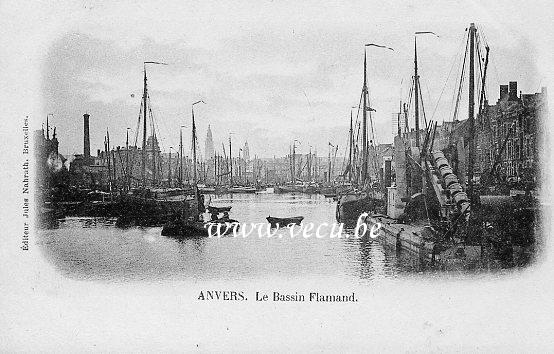 ancienne carte postale de Anvers Le Bassin Flamand