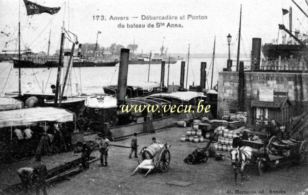 ancienne carte postale de Anvers Débarcadère et ponton du bateau de Ste Anne