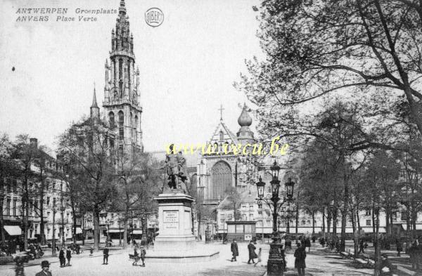 ancienne carte postale de Anvers Place verte
