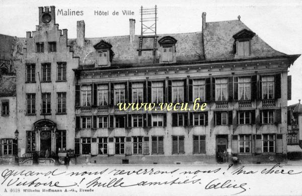 ancienne carte postale de Malines Hôtel de ville