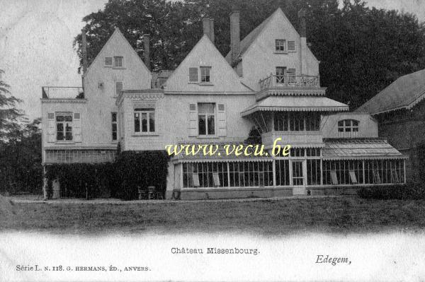 ancienne carte postale de Edegem Château Missenbourg