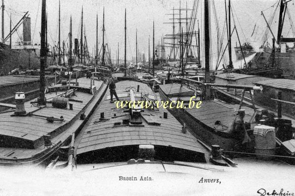 ancienne carte postale de Anvers Bassin Asia