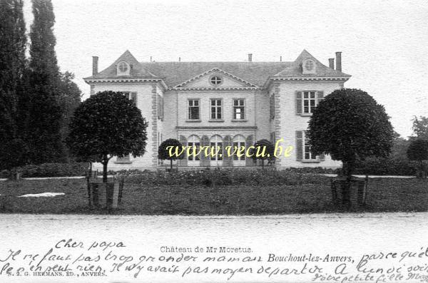 ancienne carte postale de Bouchout-lez-Anvers Château de Mr Moretus