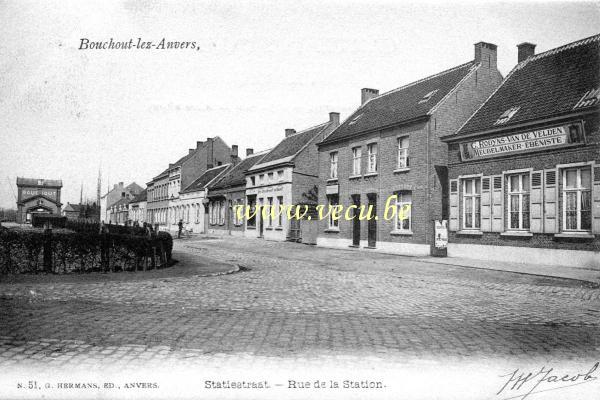 ancienne carte postale de Bouchout-lez-Anvers Rue de la Station
