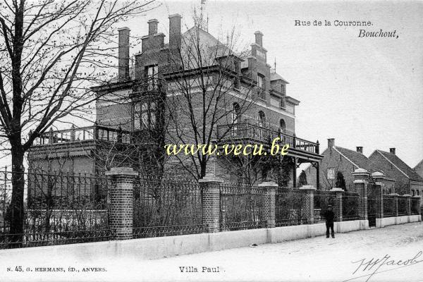 ancienne carte postale de Bouchout-lez-Anvers Villa Paul - rue de la Couronne