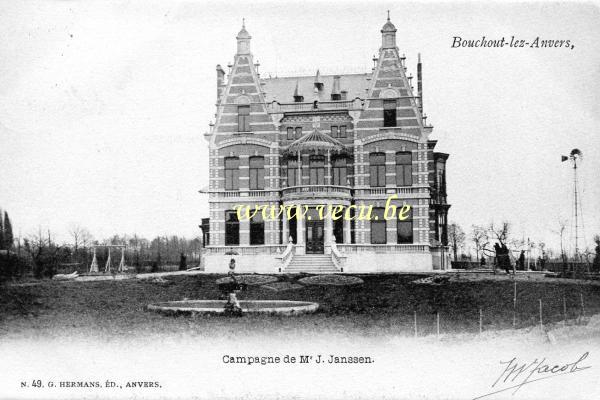 ancienne carte postale de Bouchout-lez-Anvers Campagne de Mr J. Janssen