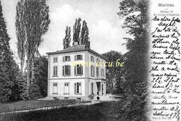 ancienne carte postale de Malines Château de Mr Deudon d'Heysbroek