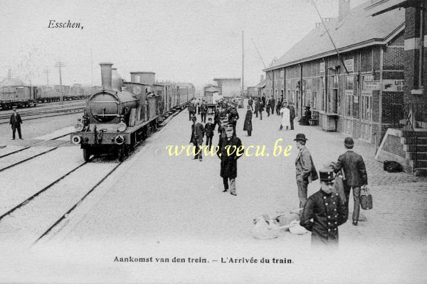 postkaart van Essen Aankomst van den trein