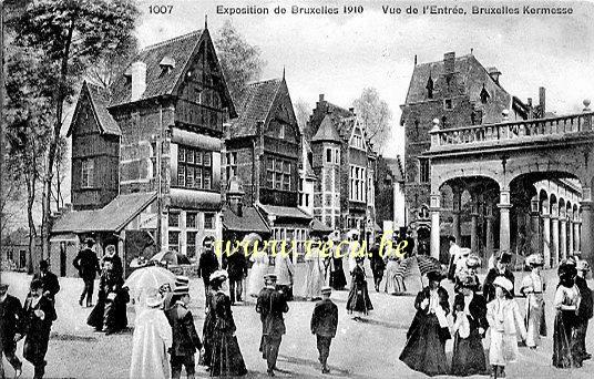 ancienne carte postale de Bruxelles Exposition de Bruxelles 1910 - Vue de l'entrée, Bruxelles Kermesse