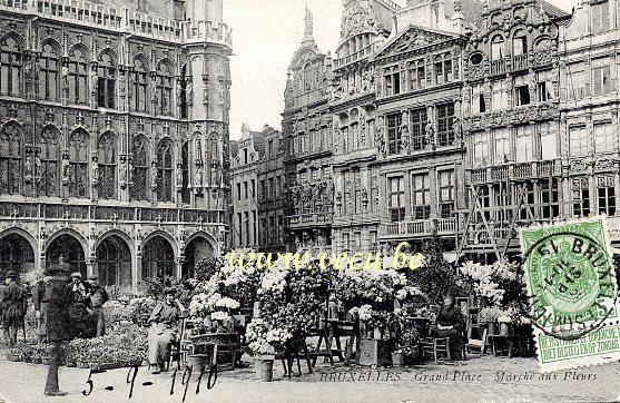ancienne carte postale de Bruxelles Grand'Place - Marché aux fleurs