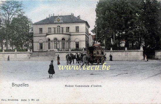 ancienne carte postale de Ixelles Maison communale d'Ixelles