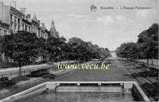 ancienne carte postale de Bruxelles L'avenue Palmerston