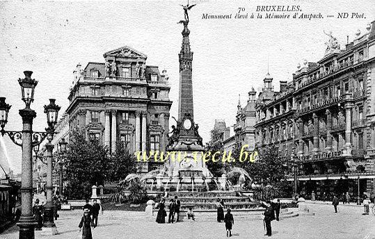 ancienne carte postale de Bruxelles Monument élevé à la Mémoire d'Anspach