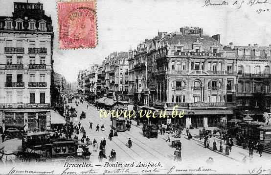 ancienne carte postale de Bruxelles Boulevard Anspach