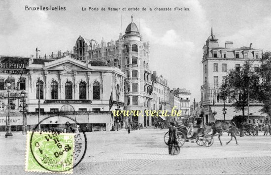 postkaart van Brussel Naamsepoort en ingang van Elsensesteenweg