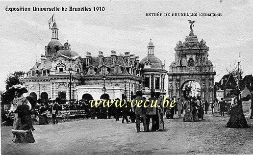 ancienne carte postale de Bruxelles Exposition Universelle de Bruxelles 1910 - Entrée de Brux Kermesse