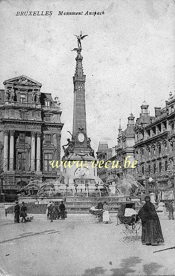 ancienne carte postale de Bruxelles Monument Anspach