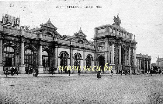 ancienne carte postale de Bruxelles Gare du Midi