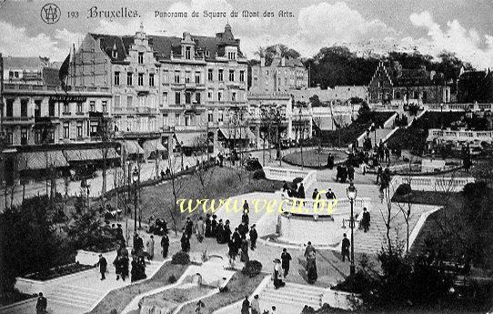 ancienne carte postale de Bruxelles Panorama du Square du Monts des Arts