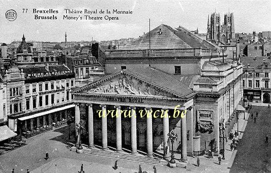 ancienne carte postale de Bruxelles Théatre Royal de la Monnaie