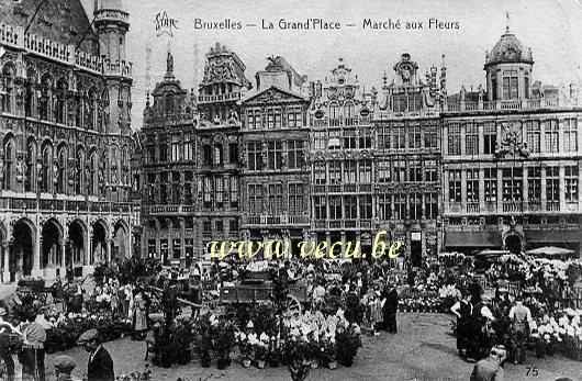 postkaart van Brussel Grote Markt- Bloemenmarkt