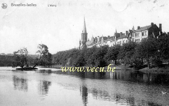 ancienne carte postale de Ixelles L'étang