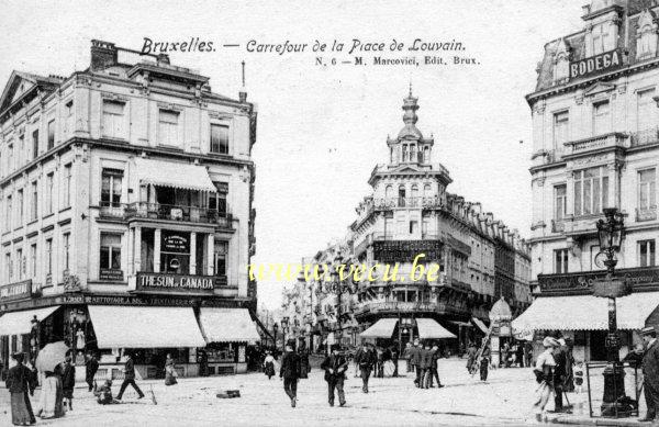 ancienne carte postale de Bruxelles Carrefour de la place de Louvain