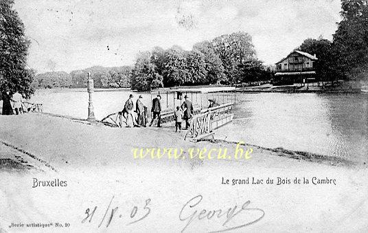 ancienne carte postale de Bruxelles Le grand Lac du Bois de la Cambre