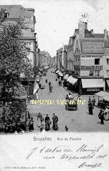 ancienne carte postale de Bruxelles Rue de Flandre