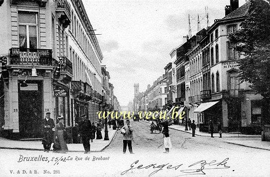 ancienne carte postale de Bruxelles La rue de Brabant