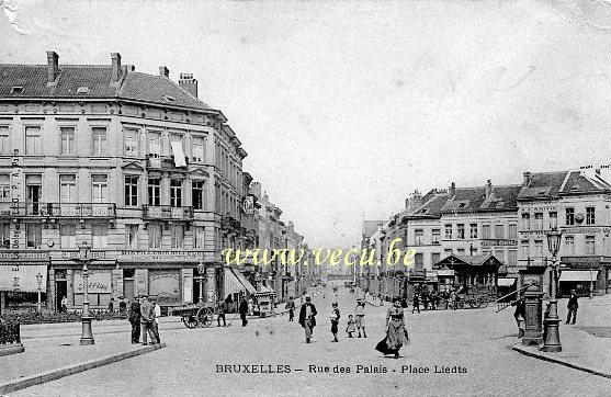 ancienne carte postale de Schaerbeek Rue des Palais - Place Liedts