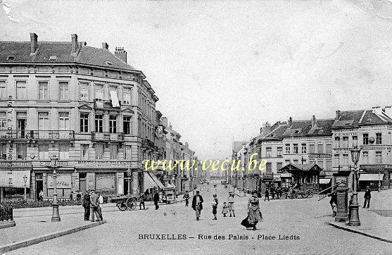 ancienne carte postale de Schaerbeek Rue des Palais - Place Liedts