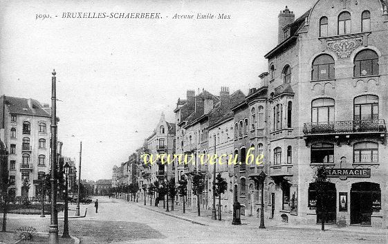 ancienne carte postale de Schaerbeek Avenue Emile Max (av.F.Marchal-av.Milcamp)