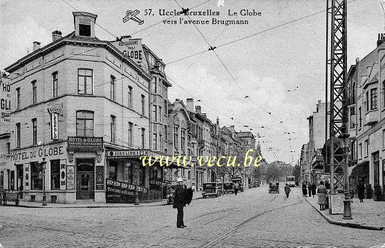 ancienne carte postale de Uccle Le Globe vers l'avenue Brugmann