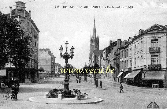 ancienne carte postale de Molenbeek Boulevard du Jubilé