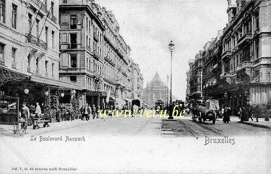 ancienne carte postale de Bruxelles Le Boulevard Anspach