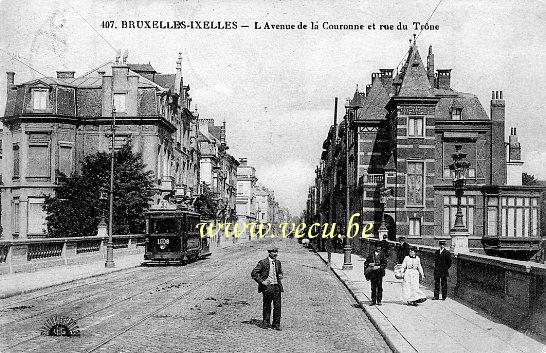 ancienne carte postale de Ixelles L'avenue de la Couronne